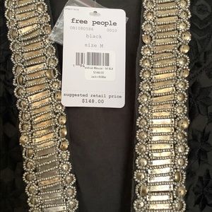 Free People Black Jasmin Embroidered Jacket